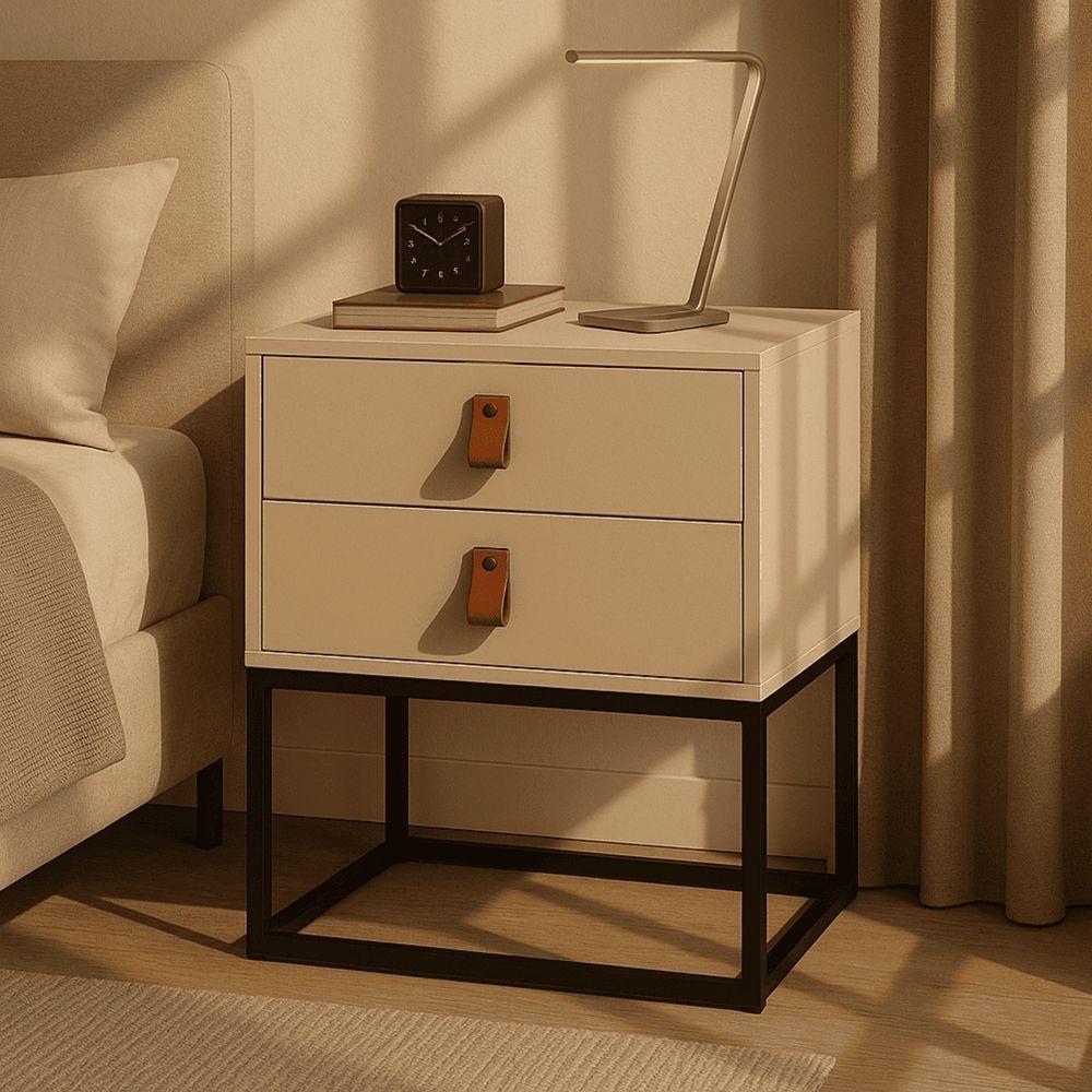 Mesa De Cabeceira Unic 45 Moderna Corrediças Telecóspicas Off Preto - 1