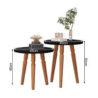 Conjunto Kit Mesa De Cabeceira Redonda Canto Apoio Cama Quarto Atalanta Preto - 4