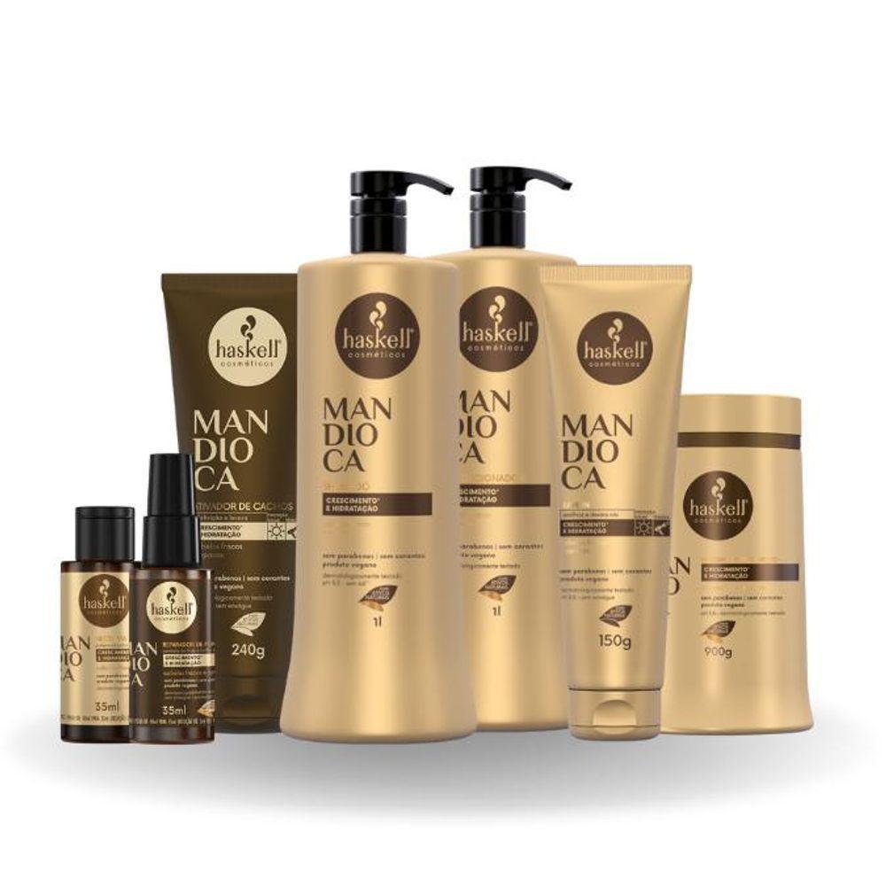 Kit Completo Hidratação E Crescimento Mandioca Haskell 1l - 1