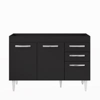 Balcão Gabinete Para Pia 120cm 3 Portas Sem Tampo Suécia Preto - Lumil - 7