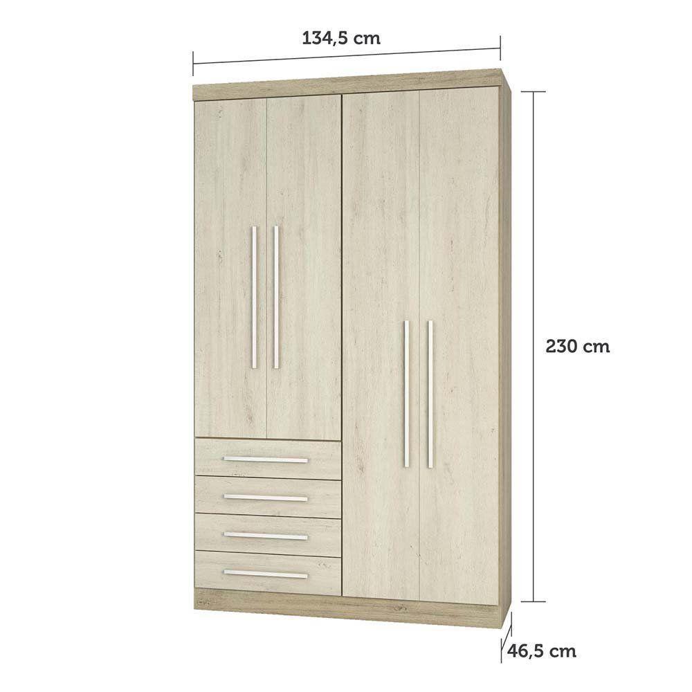 Guarda Roupa 4 Portas Nicho Avelã Rústico Com Ártico Rústico - 3