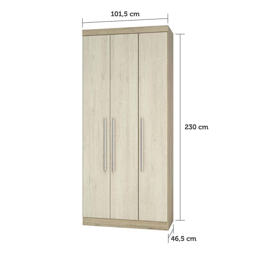 Guarda Roupa 3 Portas 2 Gavetas Avelã Rústico Com Ártico - 4