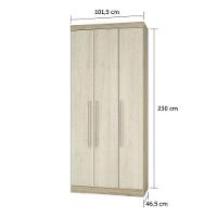 Guarda Roupa 3 Portas 2 Gavetas Avelã Rústico Com Ártico