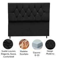 Cabeceira Estofada Cama Box King 195 Cm Suede Nina Cor:preto