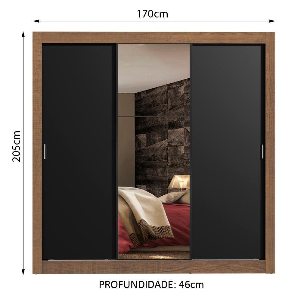 Guarda Roupa 3 Portas de Correr com Espelho 4 Gavetas Madesa - 2