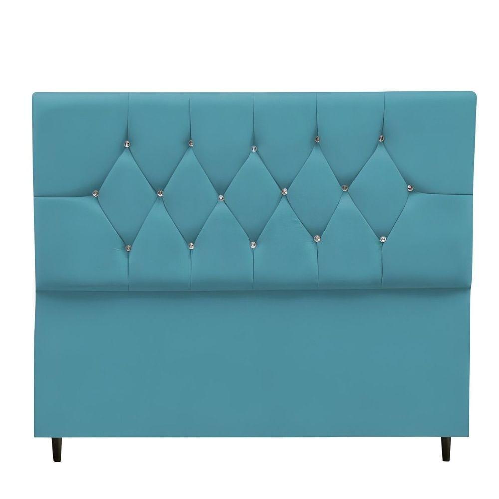 Cabeceira Estofada Cama Box King 195 Cm Suede Nina Cor:azul Turquesa - 1