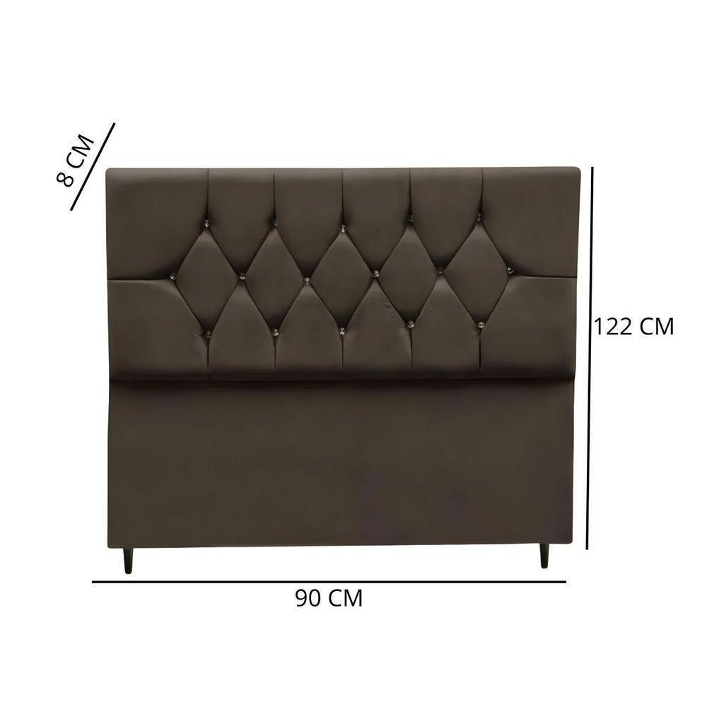 Cabeceira Solteiro Cama Box Estofada 90 Cm Suede Marrocos Cor:marrom - 5