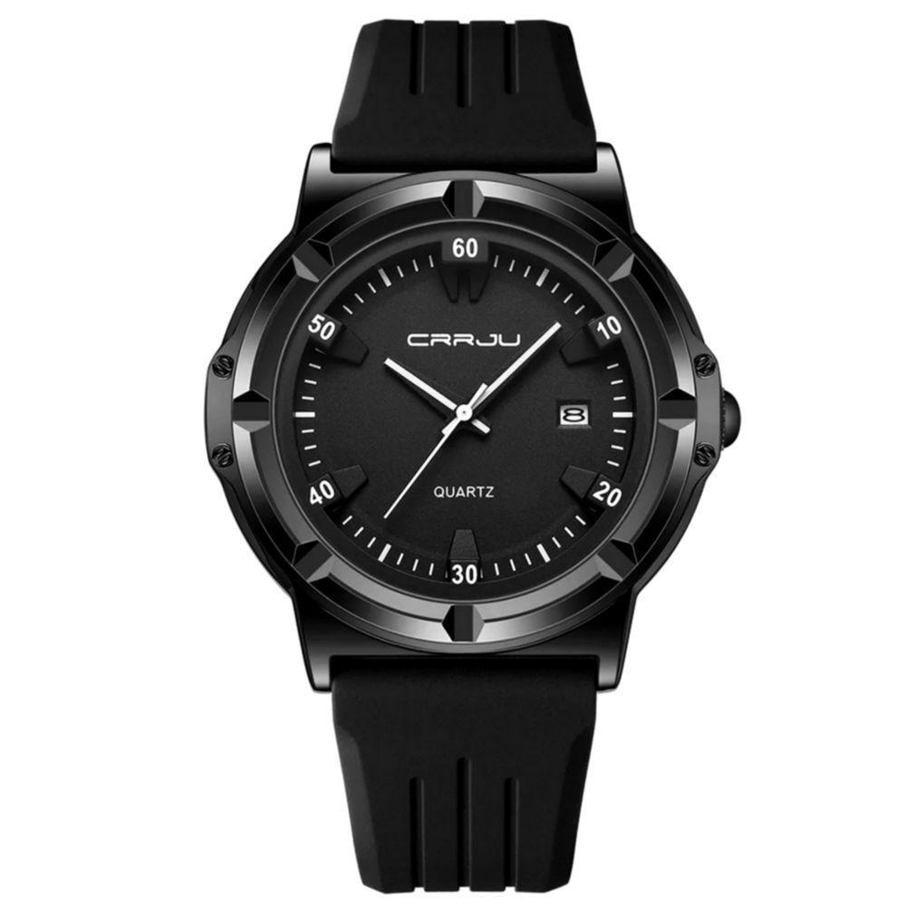 Relógio Masculino Casual De Quartzo Analógico Pulseira De Silicone à Prova D'água Prata - 1