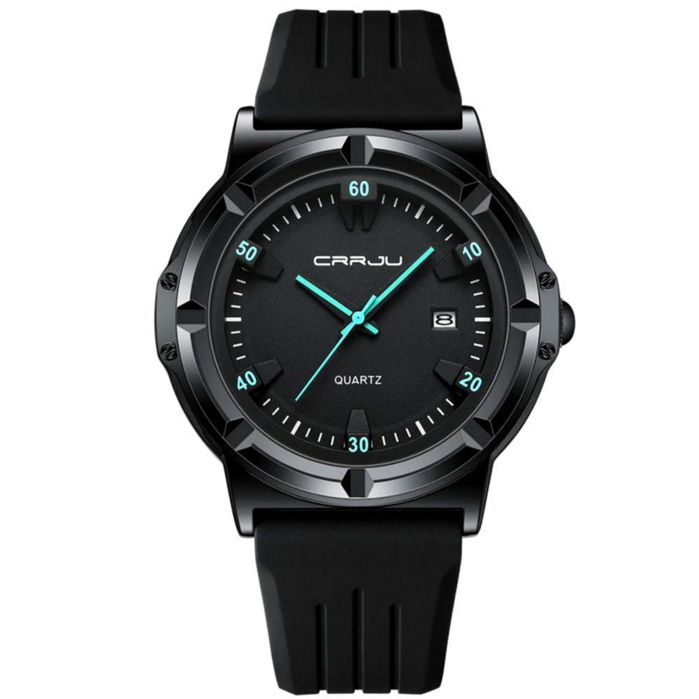 Relógio Masculino Casual De Quartzo Analógico Pulseira De Silicone à Prova D'água Azul - 1