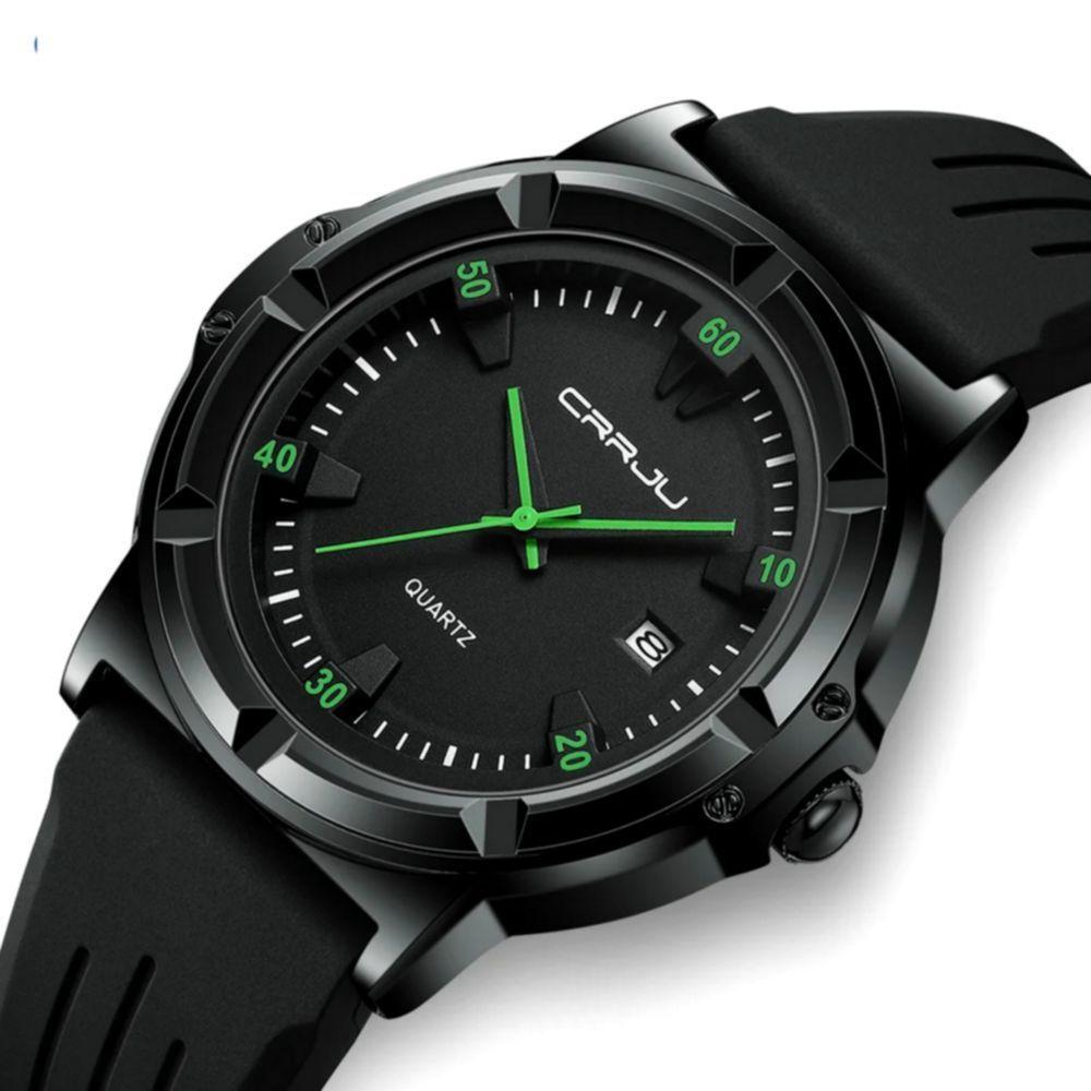 Relógio Masculino Casual De Quartzo Analógico Pulseira De Silicone à Prova D'água Verde - 2