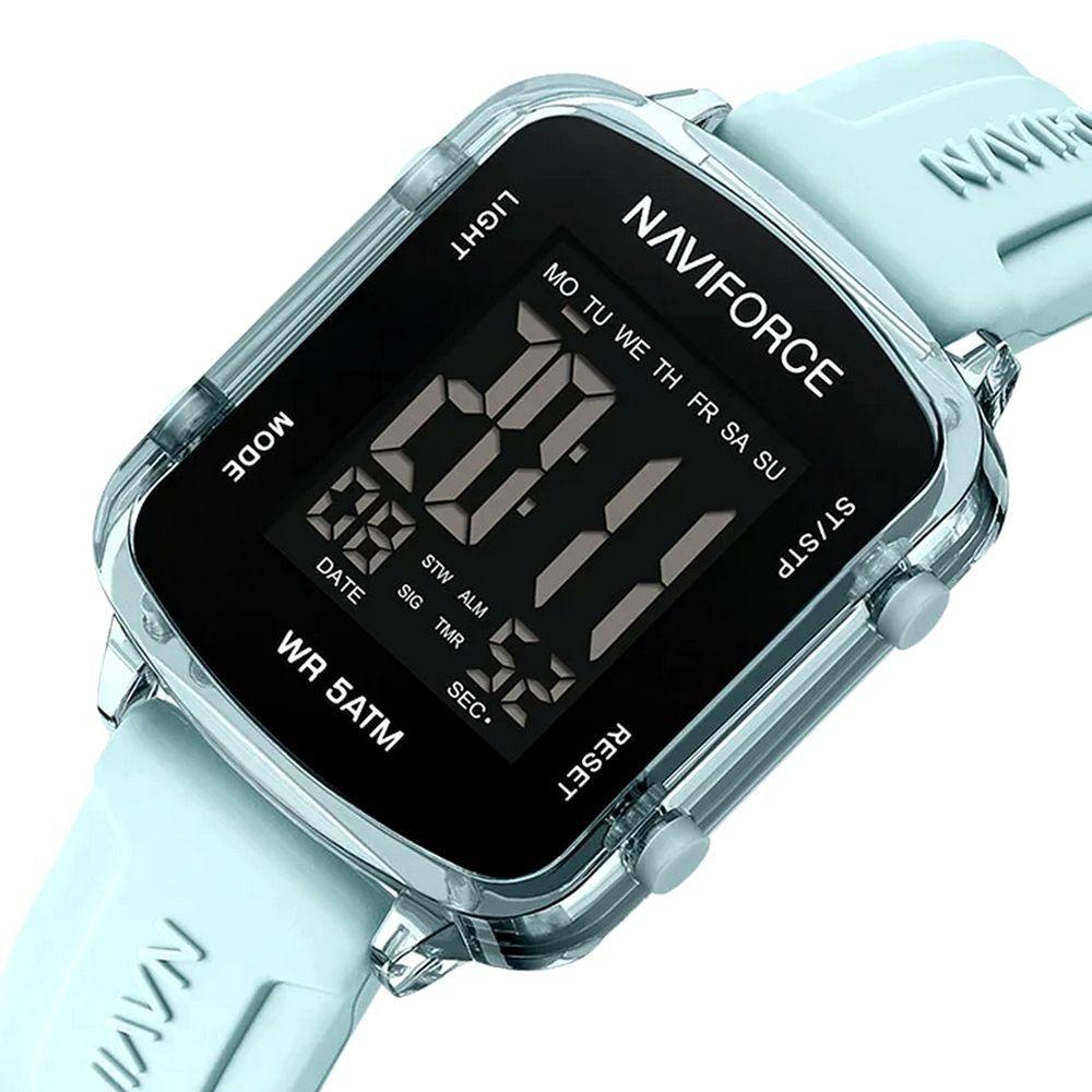 Relógio Unissex Digital Esportivo á Prova D´agua Pulseria Silicone Tela Display Lcd Casual Azul Claro - 2