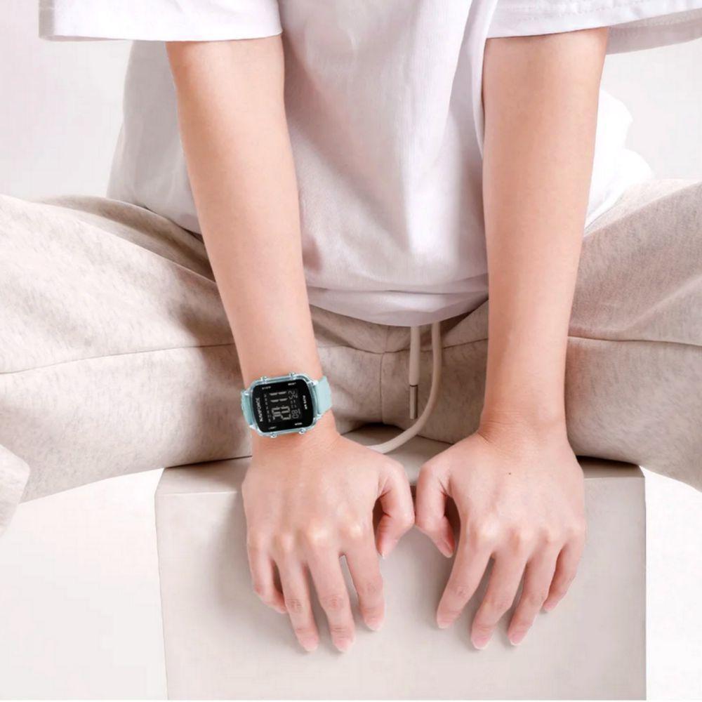 Relógio Unissex Digital Esportivo á Prova D´agua Pulseria Silicone Tela Display Lcd Casual Azul Claro - 4