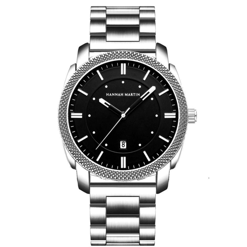 Relógio Quartzo Impermeável De Aço Inoxidável Masculino Esportivo Estilo Casual Prata - 1