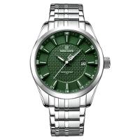 Relógio De Pulso Masculino Data Automática De Aço Inoxidável Esportivo Impermeavel Verde Prata - 1