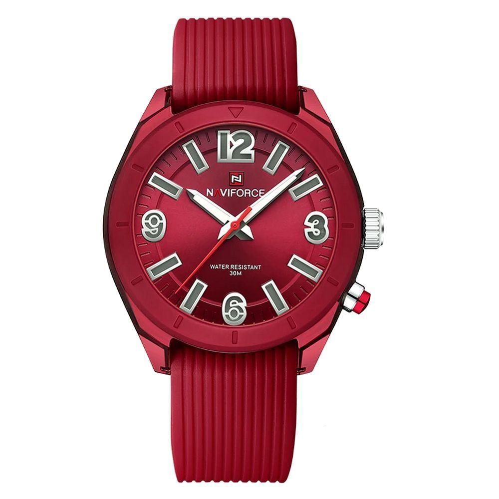 Relógio De Pulso Feminino Quartzo Pulseira Silicone à Prova D´água Casual Analógico Vermelho - 1