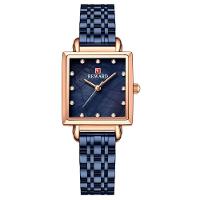 Relógio De Pulso De Quartzo Quadrado Feminino Impermeável Com Strass Elegante Azul - 1