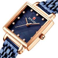 Relógio De Pulso De Quartzo Quadrado Feminino Impermeável Com Strass Elegante Azul - 2