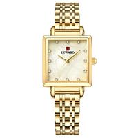 Relógio De Pulso De Quartzo Quadrado Feminino Impermeável Com Strass Elegante Dourado - 1