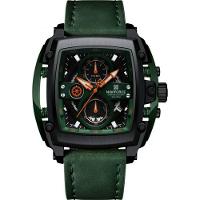 Relógio Masculino Mostrador Grande Design Tonneau à Prova D 'água Verde Preto - 1