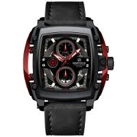 Relógio Masculino Mostrador Grande Design Tonneau à Prova D 'água Vermelho - 1