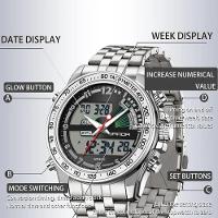 Relógio Multifuncional, Quartzo Eletrônico, Display Duplo 3307 Cinza - 3