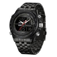 Relógio Multifuncional, Quartzo Eletrônico, Display Duplo 3307 Preto - 1