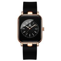 Relógio De Quartzo Para Mulheres Casual Pulseira De Silicone à Prova D'água Preto - 1