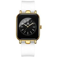 Relógio De Quartzo Para Mulheres Casual Pulseira De Silicone à Prova D'água Branco Dourado - 1