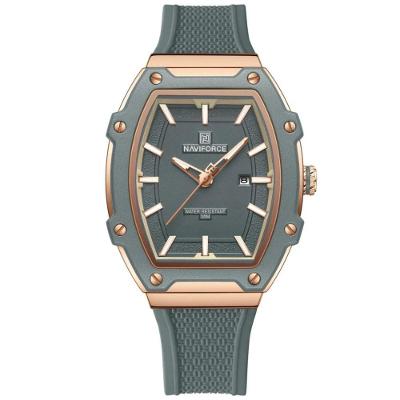 Relógio Feminino De Quartzo De Silicone Casual Tonneau Pulseira De Silicone Impermeavel Cinza