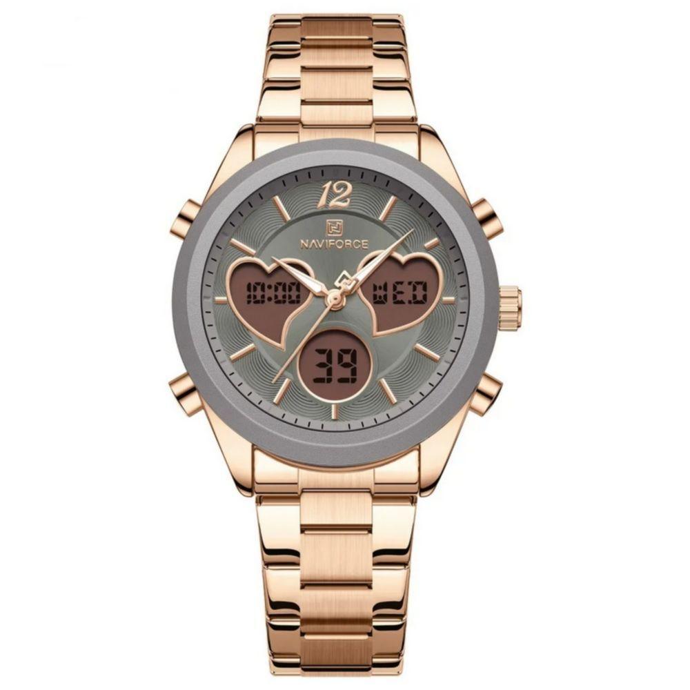 Relógio Feminino Design Coração Quartzo Analógico Lcd Digital Impermeavel Casual Roxo Dourado - 1