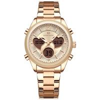 Relógio Feminino Design Coração Quartzo Analógico Lcd Digital Impermeavel Casual Dourado - 1
