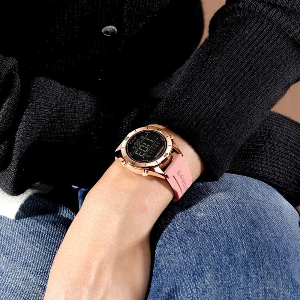 Relógio Feminino Esportivo Tela Lcd Digital Pulseira Silicone Impermeavel 3atm Rosa - 3