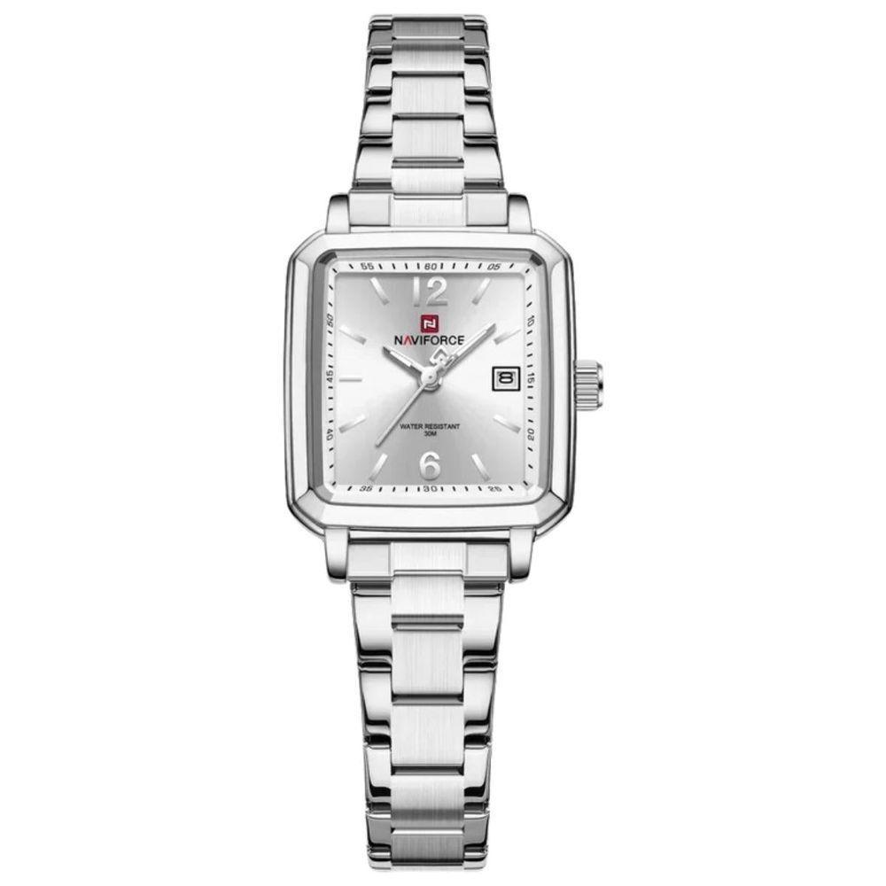 Relógio Feminino Design Quadrado Casual De Quartzo Impermeavel De Aço Inoxidavel Prata - 1