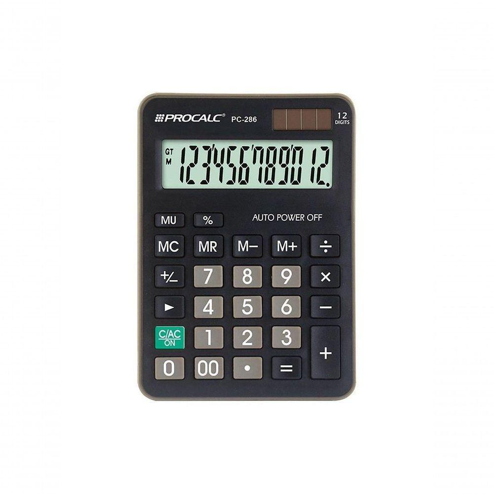 Calculadora De Mesa Procalc Pc286 12 Digitos Preta - 1