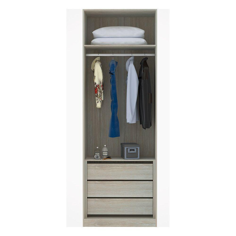 Guarda Roupa 2 Portas 80cm Legno Crema Com Verde Jade - 3