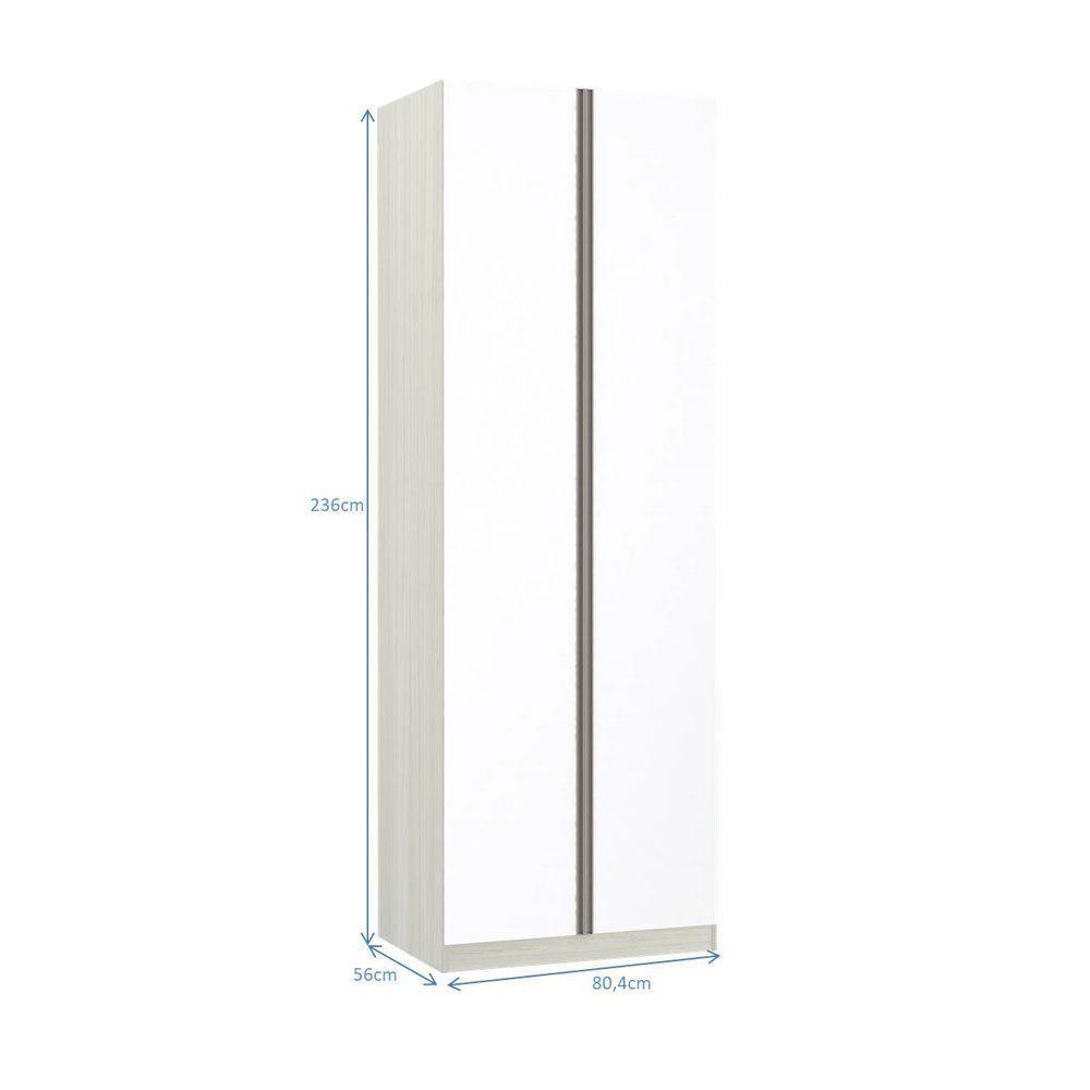 Guarda Roupa 2 Portas 80cm Legno Crema Com Branco Mat - 2