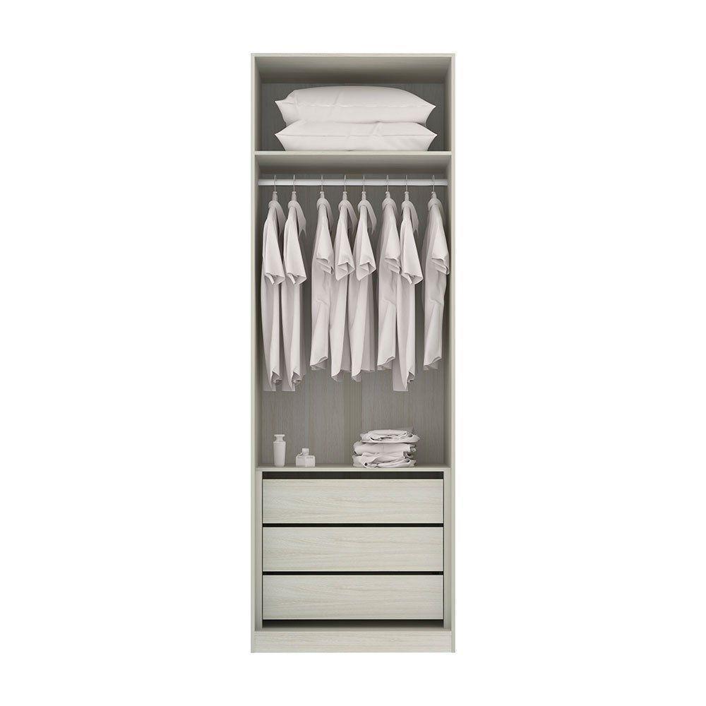 Guarda Roupa 2 Portas 80cm Legno Crema Com Branco Mat - 3