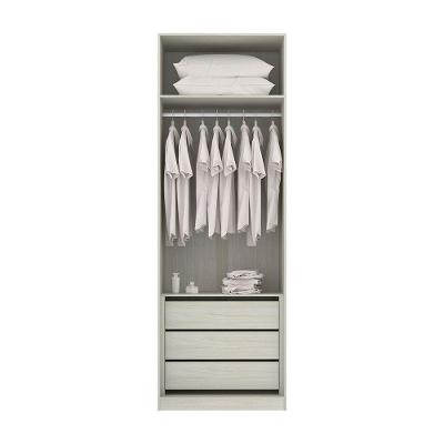 Guarda Roupa Solteiro Prime Plus 2 Portas 3 Gavetas Legno Crema Com Branco Mat Luciane