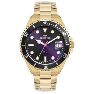 Relógio de Pulso Masculino 2415DW-1P Analógico Pulseira Metal Dourado Technos