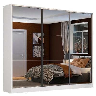 Guarda Roupa Casal Zurique 3 Portas de Correr Branco com Espelho 100% MDF Madesa