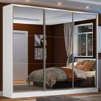 Guarda Roupa Casal 100% MDF Zurique 3 Portas de Correr com Espelho Madesa - 1