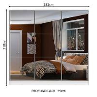 Guarda Roupa Casal 100% MDF Zurique 3 Portas de Correr com Espelho Madesa