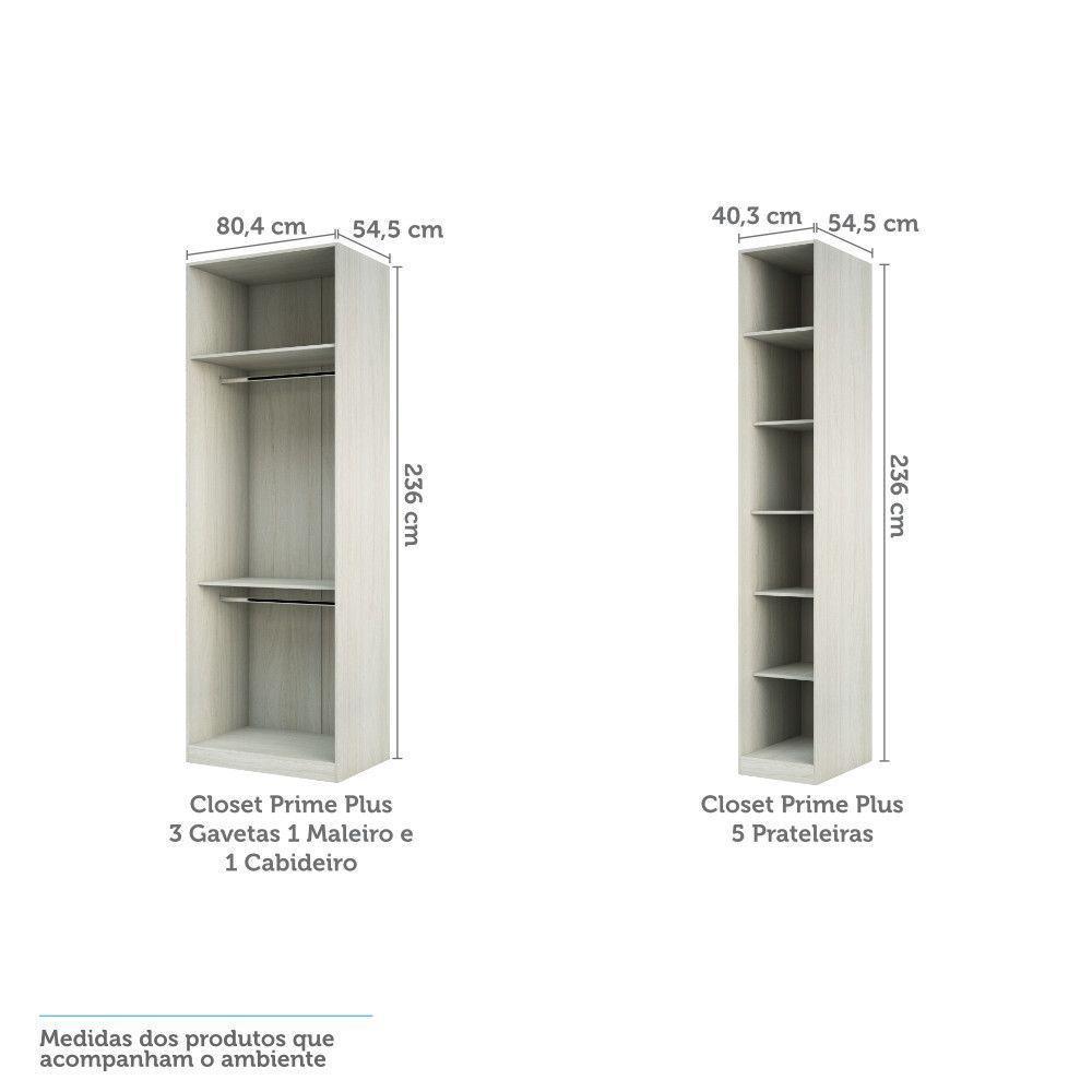 Guarda Roupa Canto, 3 Gavetas, 4 Cabideiro Legno Crema - 4