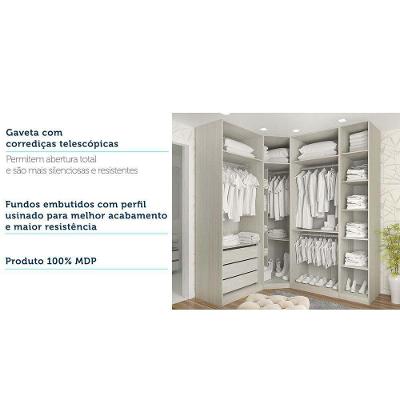 Guarda Roupa Closet De Canto Closet Prime Sem Portas 3 Gavetas Legno Crema MDP