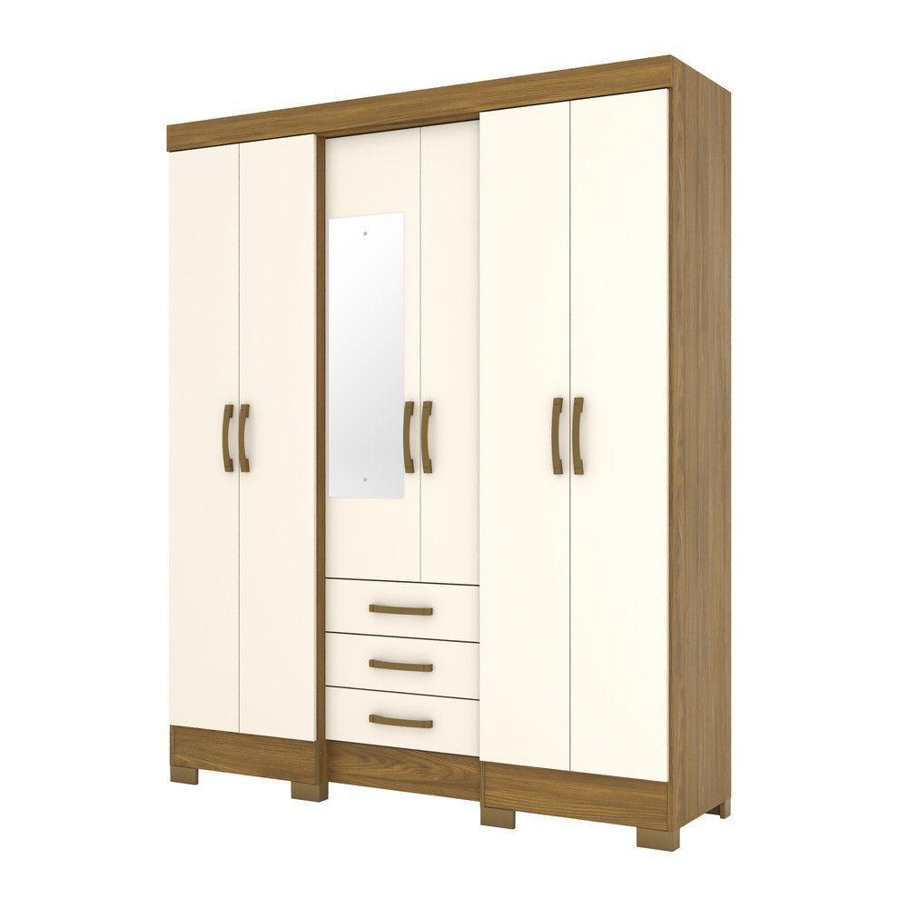 Guarda Roupa Casal 06 Portas 03 Gavetas Mentor Briz Nature Off White - 2
