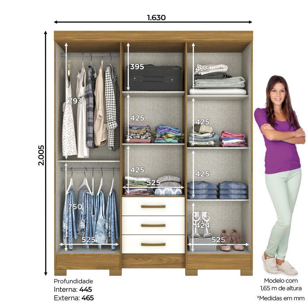 Guarda Roupa Casal 06 Portas 03 Gavetas Mentor Briz Nature Off White - 4