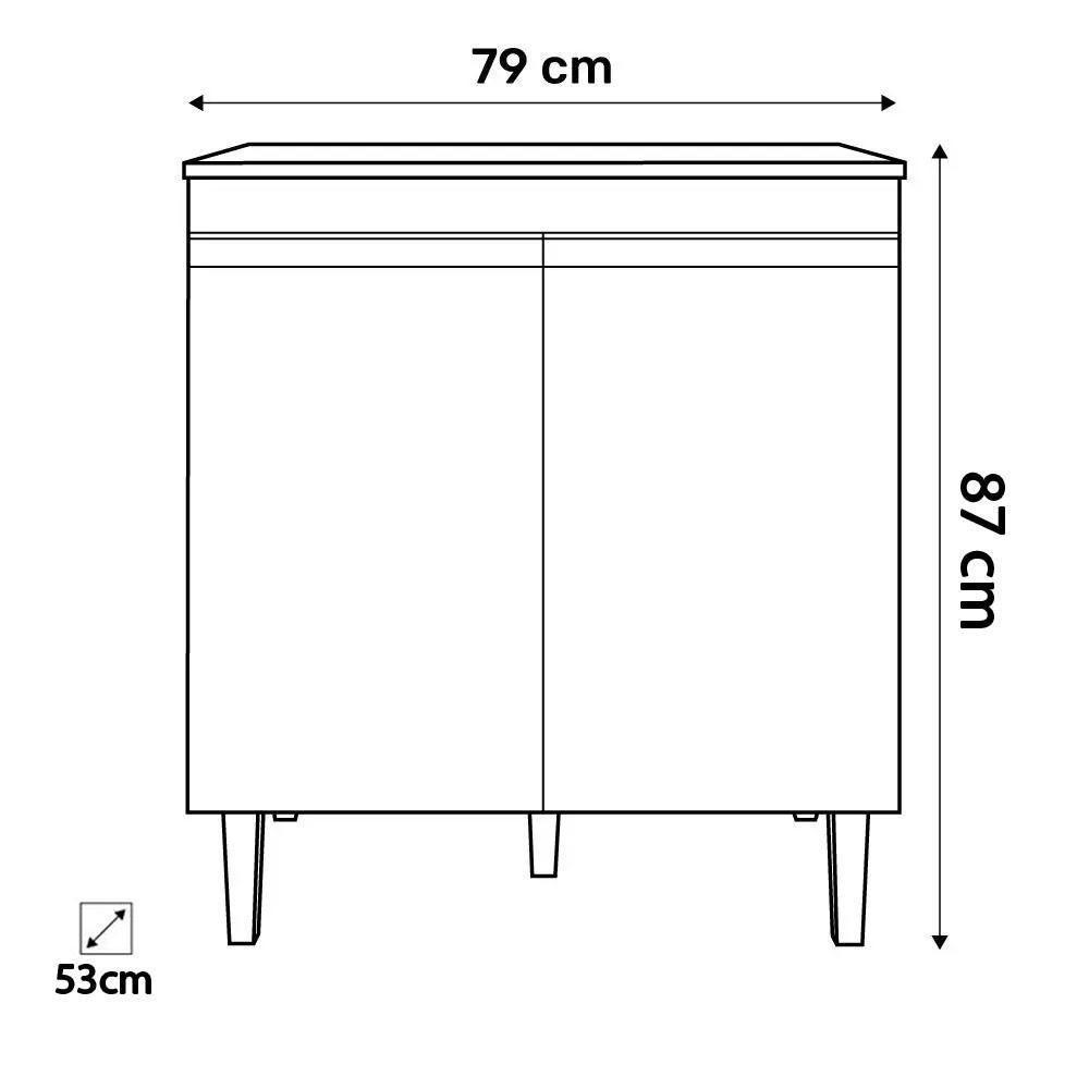 Balcão Com Tampo Para Cooktop 5 Bocas 2 Portas Andréia Branco - Ajl Móveis - 5