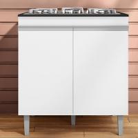 Balcão Com Tampo Para Cooktop 5 Bocas 2 Portas Andréia Branco - Ajl Móveis - 2