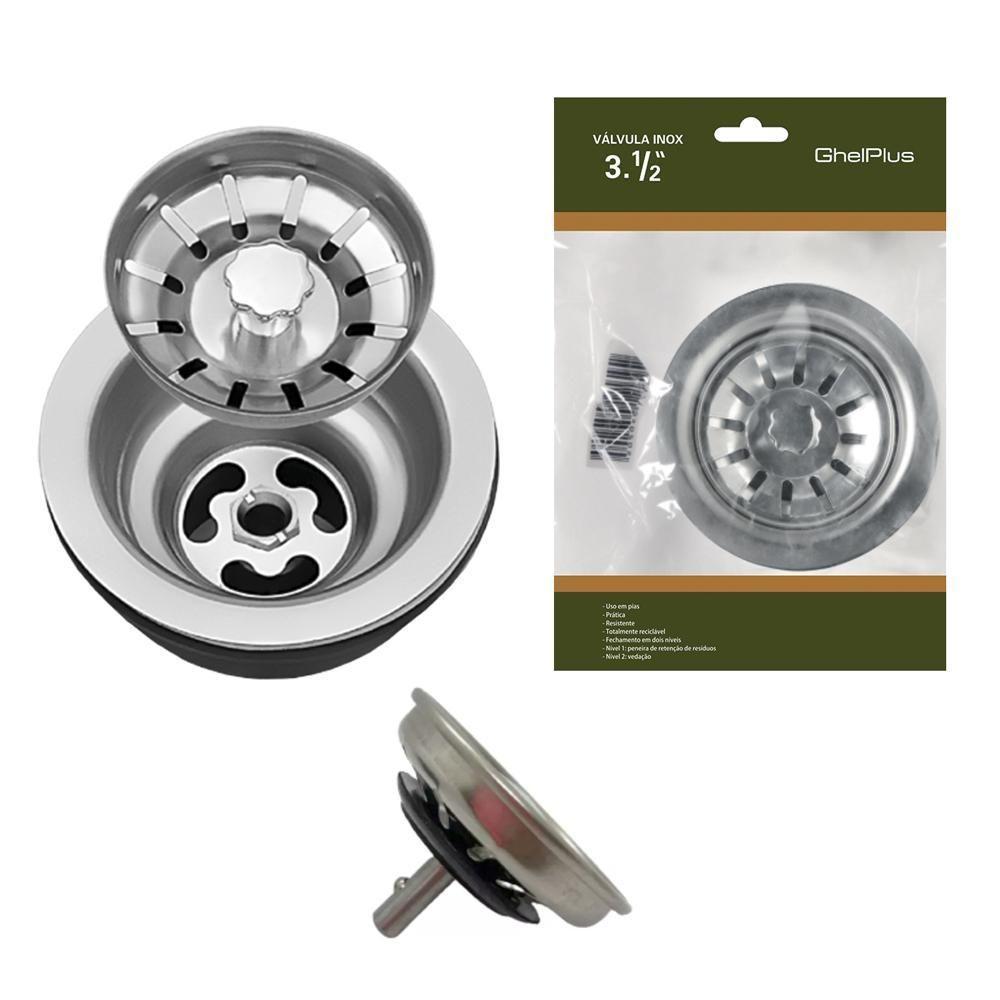 Válvula Para Pia Kit 10 Aço Inox 3.1-2 G01 Cromado - Mpozenato - 7