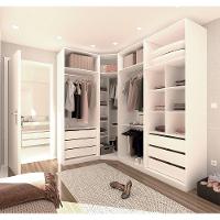 Guarda Roupa Canto 3 Peças, 6 Gavetas, 4 Cabideiros Branco - 1